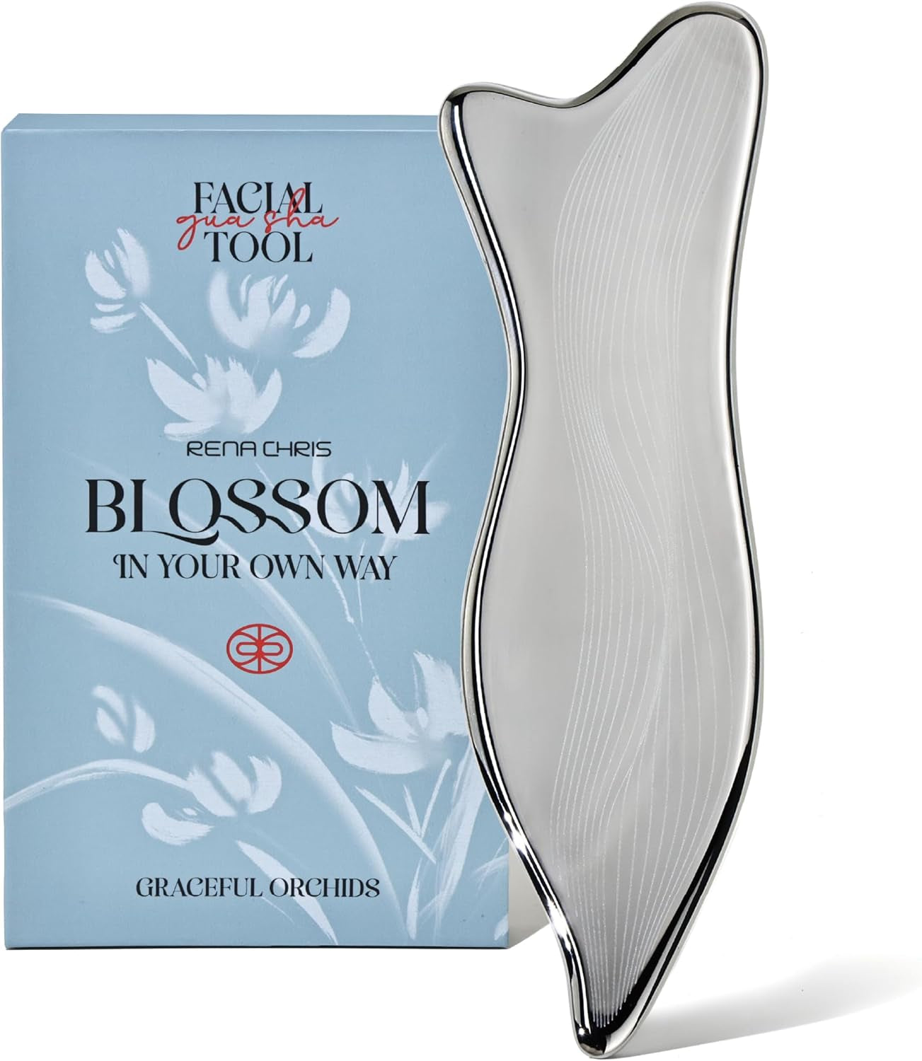 Stainless Steel Gua Sha Facial Tools - Acupressure & Gua Sha for Face Massage, Jawline Sculpting, Puffiness Reduction, Guasha Skin Care Tool with Carry Pouch and Cleaning Cloth