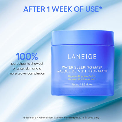 LANEIGE Icons to Go Set: Cream Skin, Water Bank Cream, Lip Sleeping Mask, Water Sleeping Mask, Travel Size, Full Size, Hydrate, Barrier-Boosting
