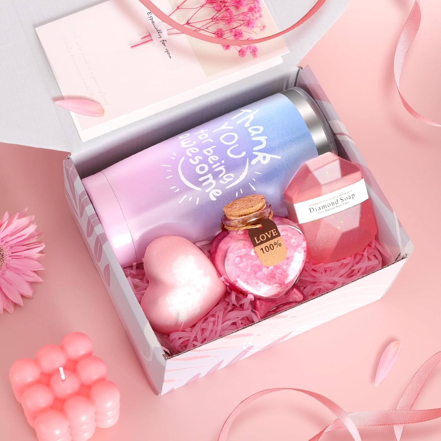 Sister Birthday Gifts, Self Care Get Well Soon Thanksgiving Christmas Gift Basket, Relaxing Spa Care Basket for Mom Her Friend Wife Girlfriend Nurse Teacher